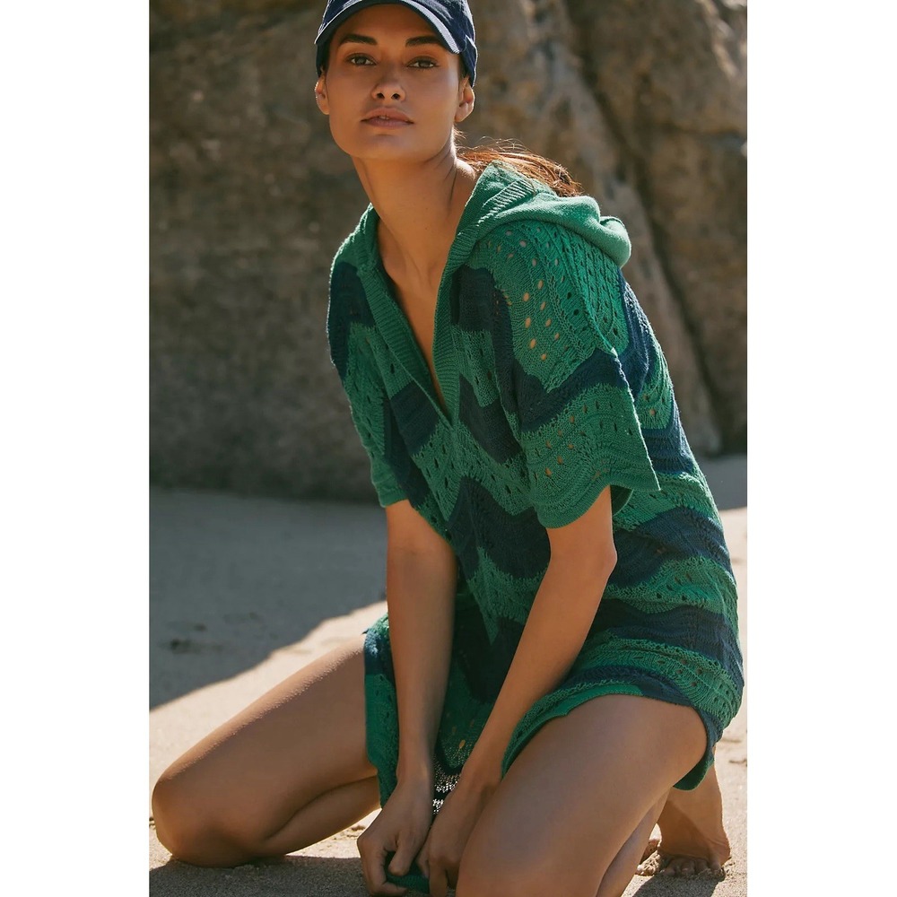 NWT Anthropologie Wave Mini Sweater Dress Oversized XS Beach Coverup Lounge $88